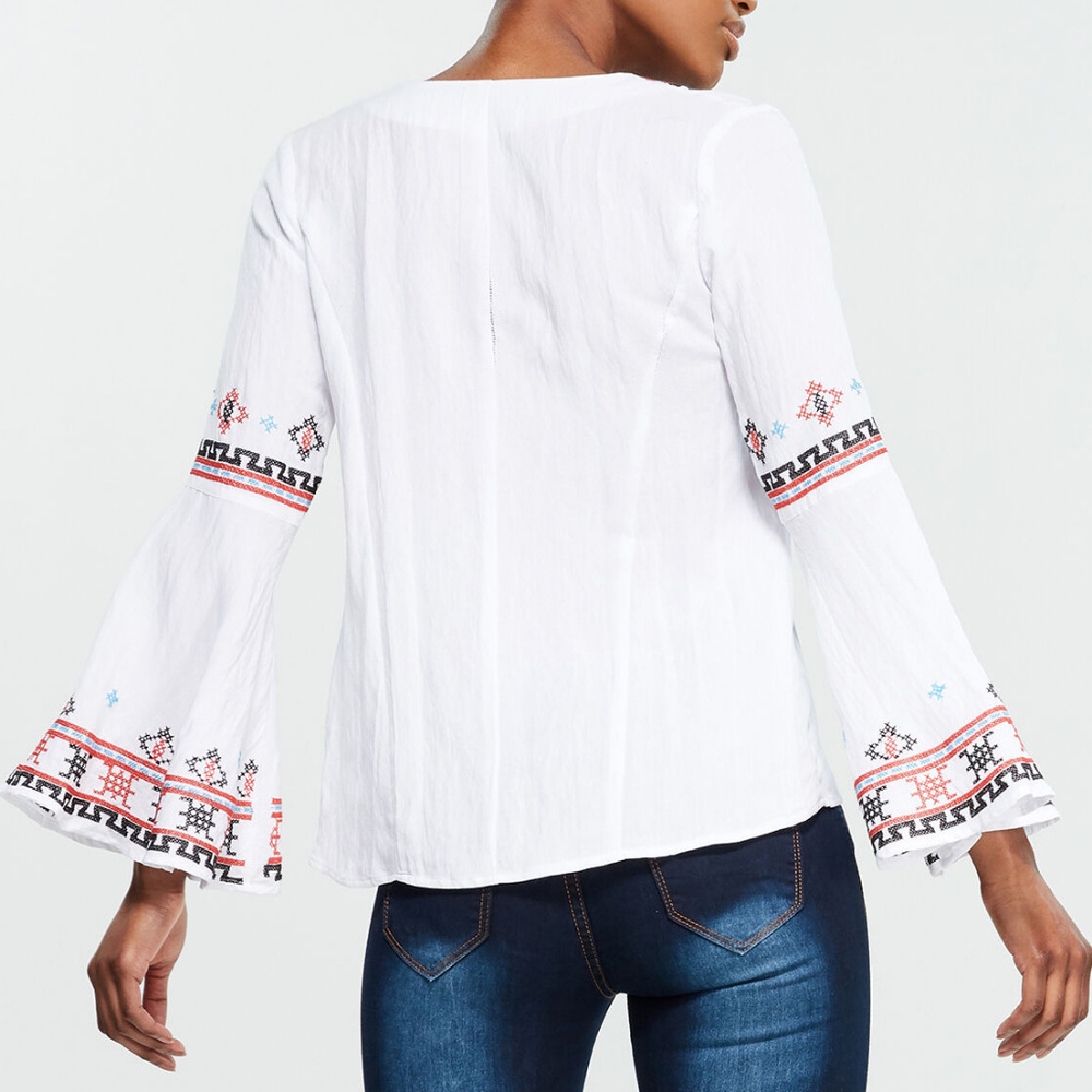 CENTRAL PARK WEST White Embroidered Long Sleeve Top